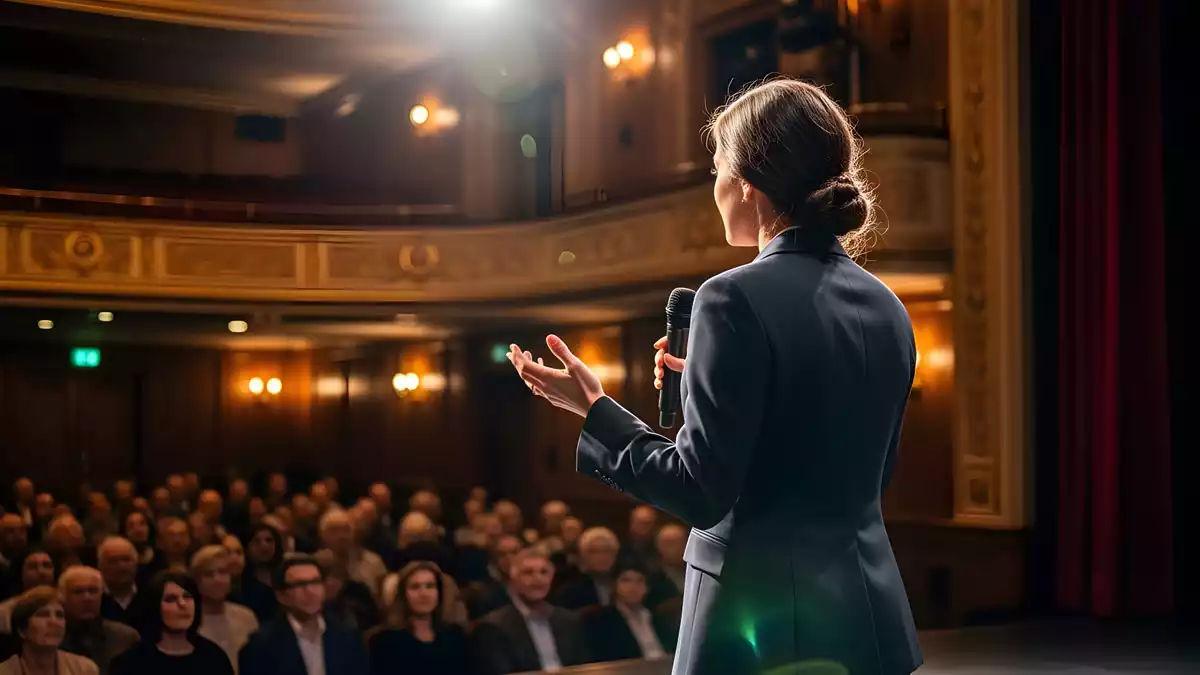 medium agiert mit Publikum in der professionellen Ausbildung zum Berufsmedium